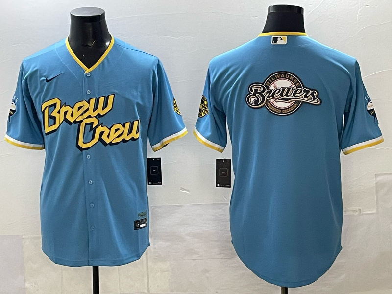 Men Milwaukee Brewers blank blue Nike MLB 2025 Jersey 002->milwaukee brewers->MLB Jersey